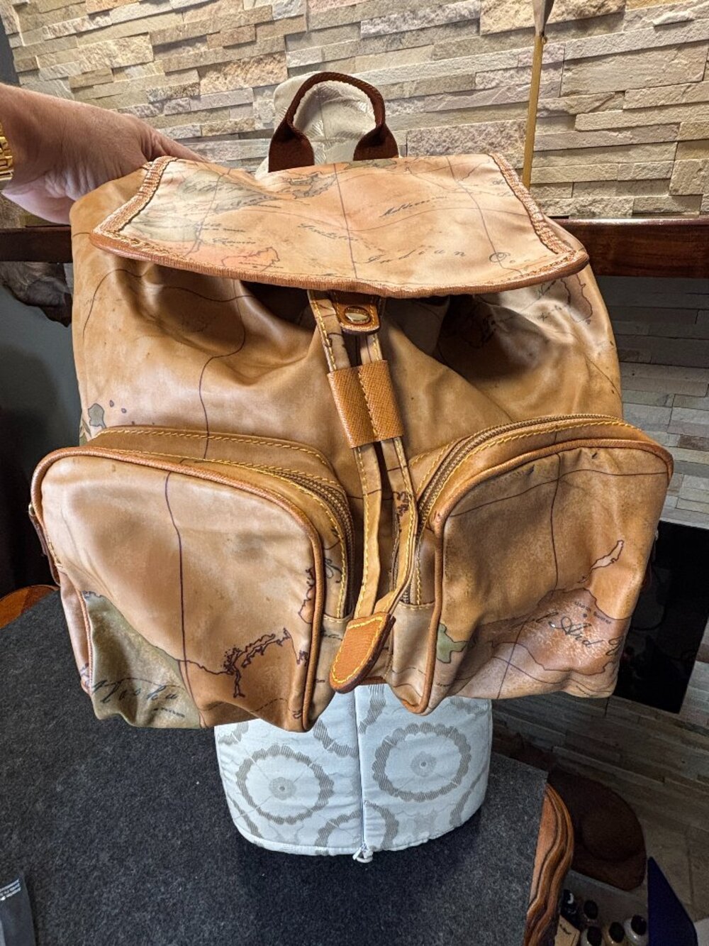 Alviero Martini 1a Classe Geo Soft Map Backpack Double Pocket - Good Condition